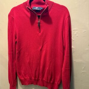 Vineyard Vines Red Zip Up Sweater with Ribbed Cuffs